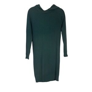 Saturday‎ Sunday Dress XS Sweater Knit Ribbed Anthropologie Hoodie Green Holiday
